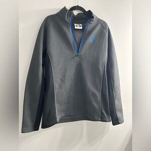 Spyder Mens Outbound 1/2 Zip Sweater Long Sleeve Gray Black Blue